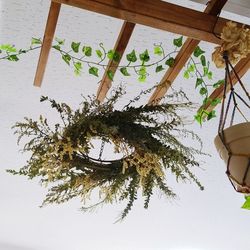 High angle view of paper hanging on table