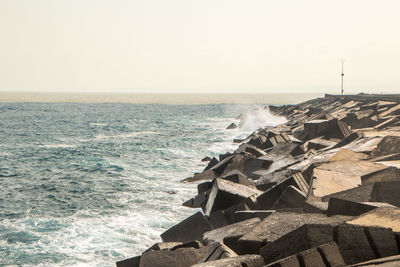 Scenic view of sea against clear sky