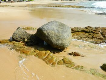 Rocks on shore at beach