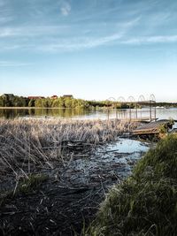 Scenic view of lake against sky