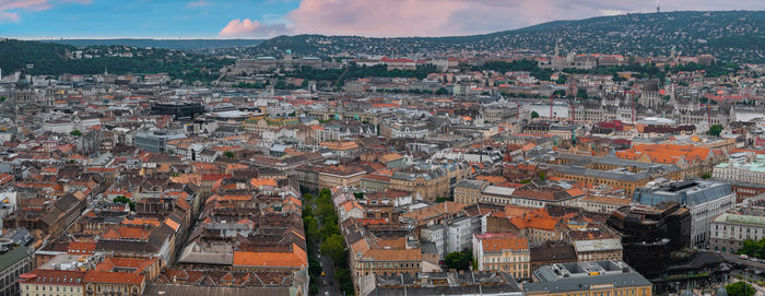 High angle view of townscape against sky