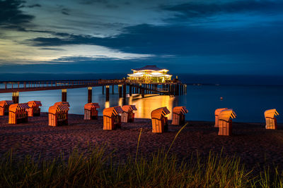 Scenic view of sea against sky at dusk