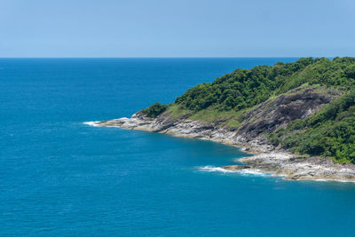 Scenic view of sea against clear sky