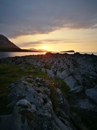 Scenic view of sea at sunset