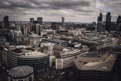 High angle view of buildings in city