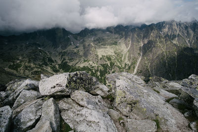 Scenic view of rocky mountains against sky