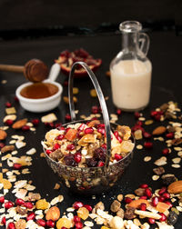 Close-up of breakfast on table