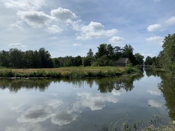 Scenic view of lake against sky