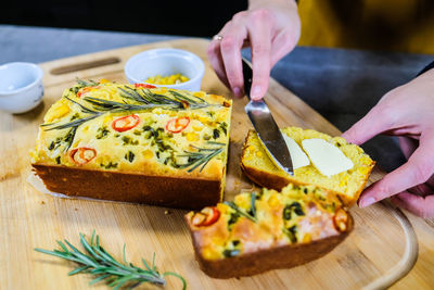 Close-up of food on table