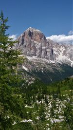 Scenic view of rocky mountains against sky