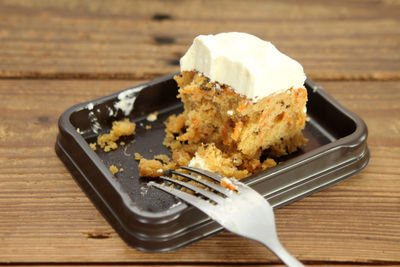 Close-up of dessert in plate on table