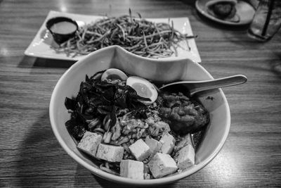 Close-up of food in plate on table