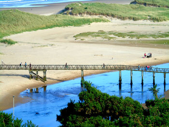 High angle view of people on beach