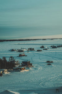 High angle view of sea against sky