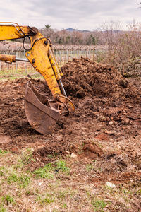 View of dirt road in field