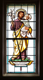 Statue of buddha seen through glass window