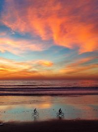 Scenic view of sea at sunset