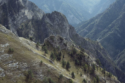 High angle view of mountain range