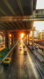 Railroad tracks in city