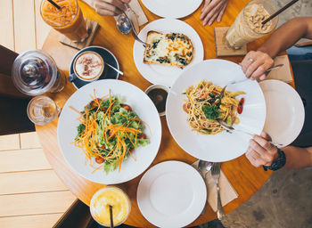 Directly above shot of food on table