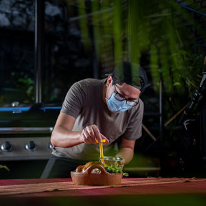 Man working on table