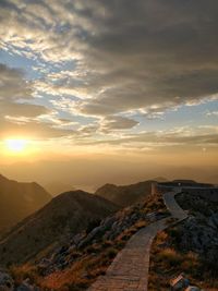 Scenic view of landscape against sky during sunset