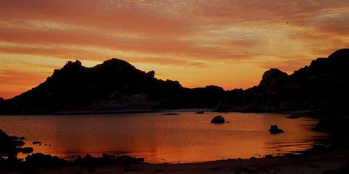 Scenic view of sea against sky during sunset