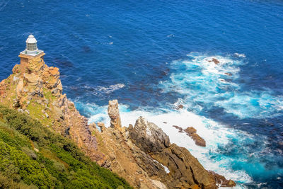 High angle view of sea with waves