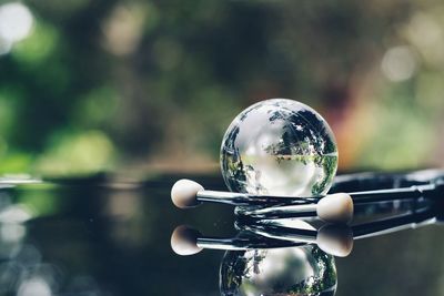 Close-up of crystal ball in water