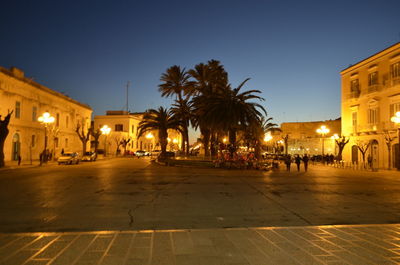 People walking on street at night