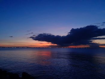 Scenic view of sea against sky at sunset