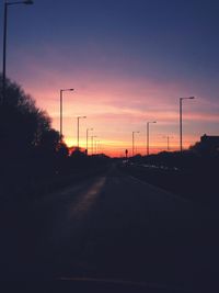 Empty road at sunset
