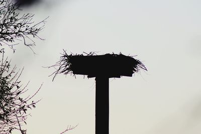 Low angle view of silhouette trees against clear sky