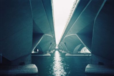 Interior of illuminated bridge