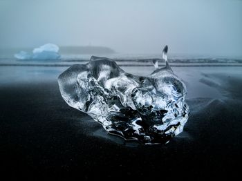 Close-up of piece of ice on diamonds beach in iceland
