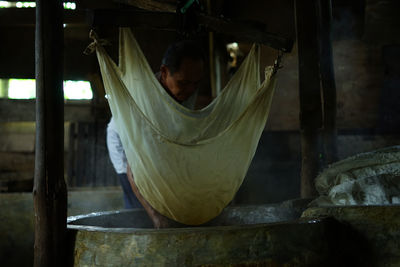 Woman working in temple