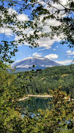 Scenic view of mountains against cloudy sky