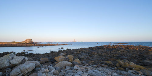 Scenic view of sea against clear sky