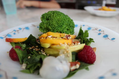 Close-up of breakfast served on table