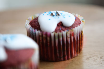 Close-up of cupcakes on table