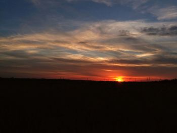 Scenic view of silhouette landscape against sky during sunset