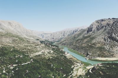 Scenic view of mountains against clear sky at kemaliye apcaga village 