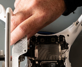 Close-up of man using mobile phone