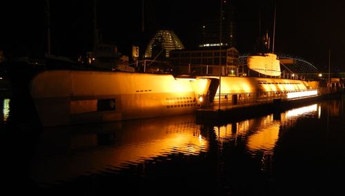 Illuminated buildings at night