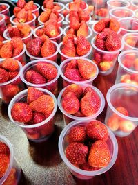High angle view of fruits for sale in market