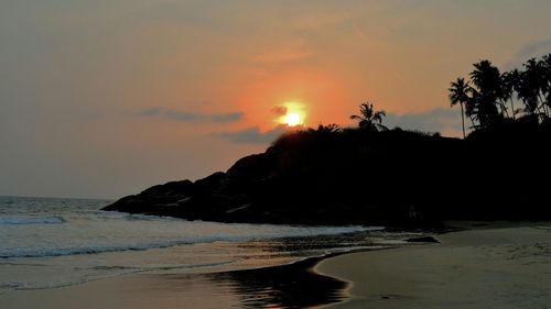 Scenic view of sea at sunset