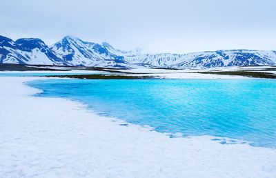 Scenic view of frozen lake against sky