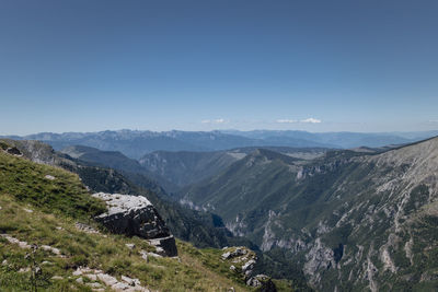 High angle view of valley against sky