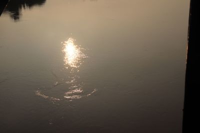 High angle view of lake at beach against sky