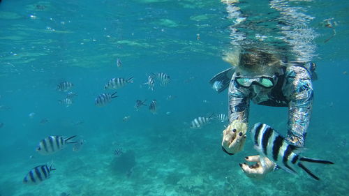 Man swimming in sea